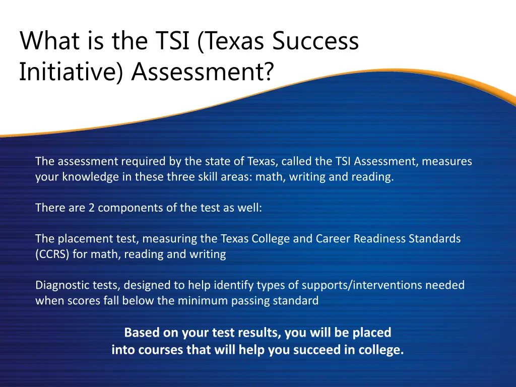 what is the tsi texas success initiative