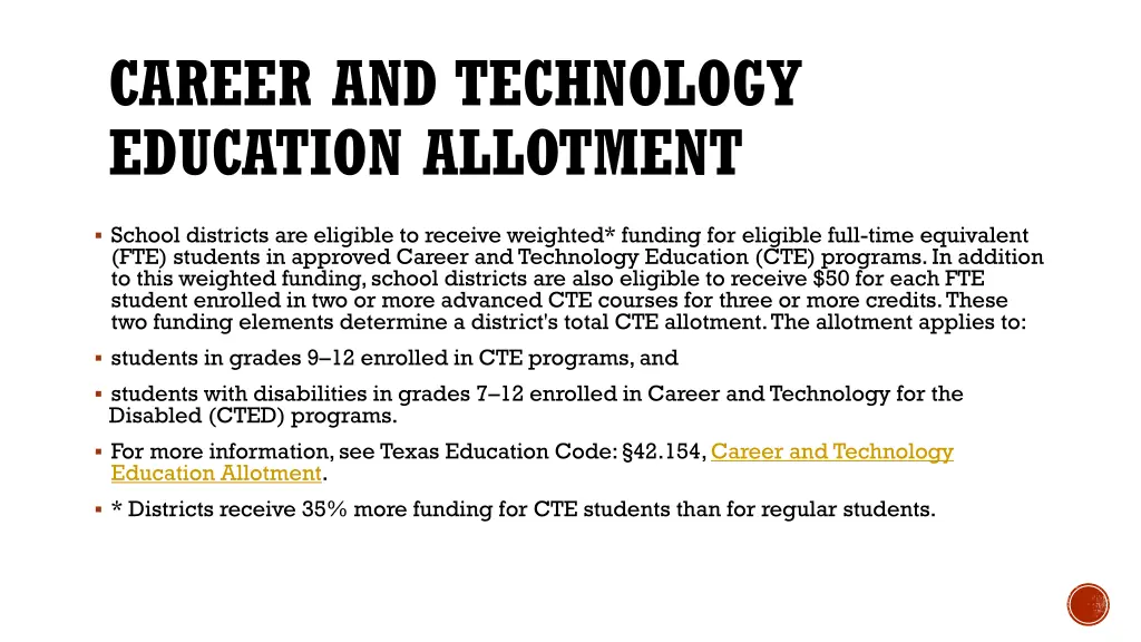 career and technology education allotment