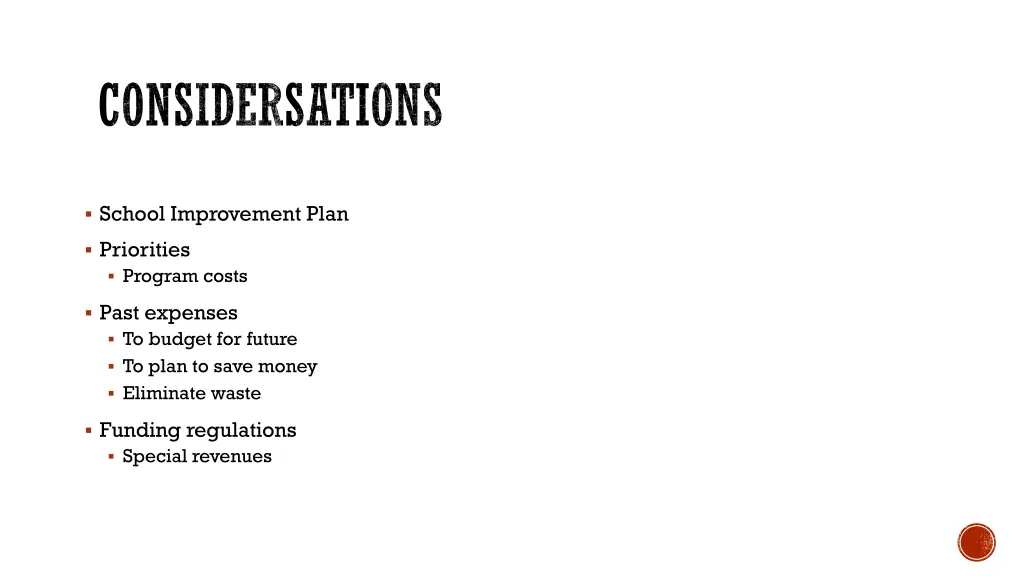 considersations