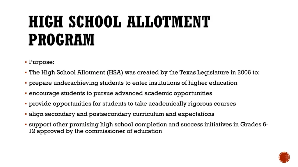 high school allotment program