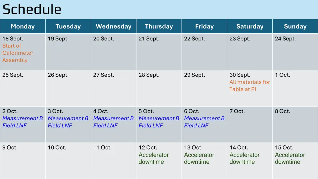 schedule