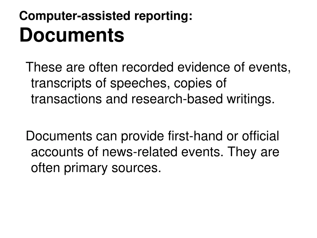 computer assisted reporting documents