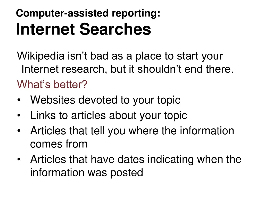 computer assisted reporting internet searches
