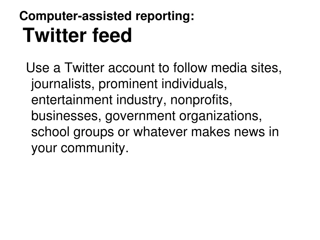 computer assisted reporting twitter feed