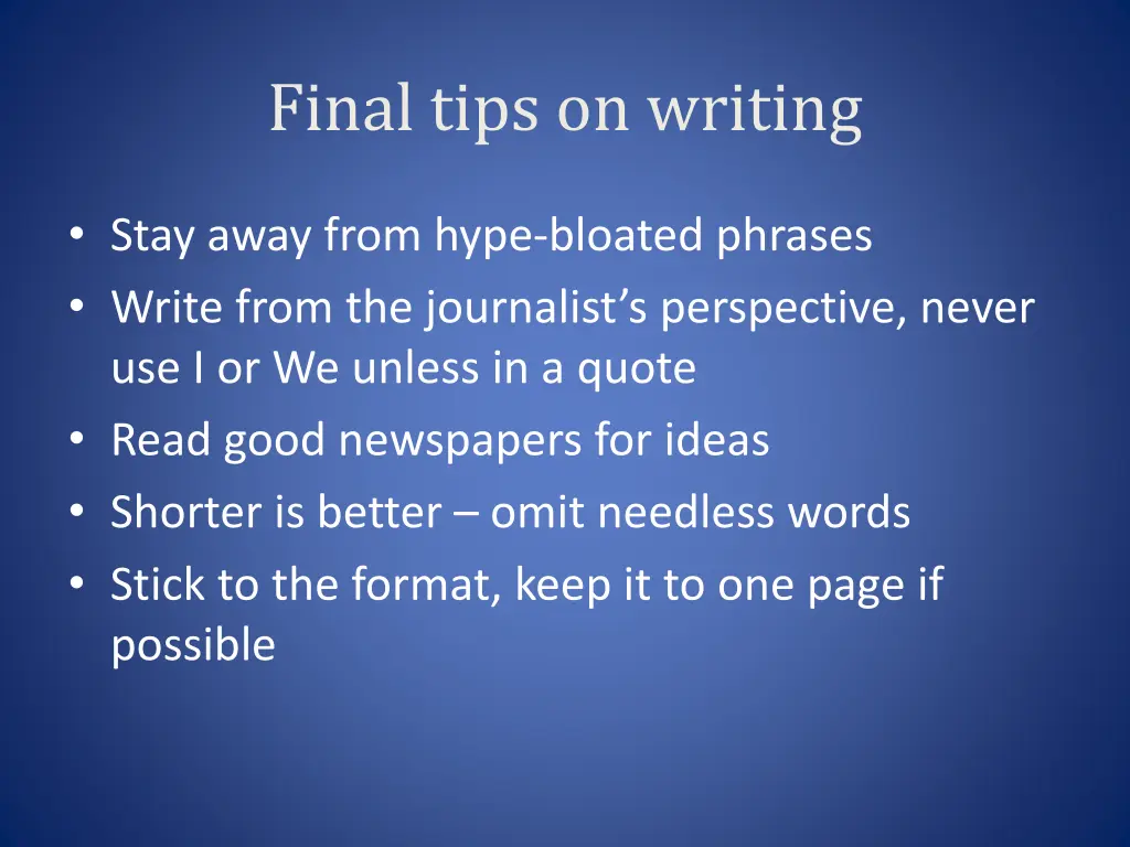 final tips on writing