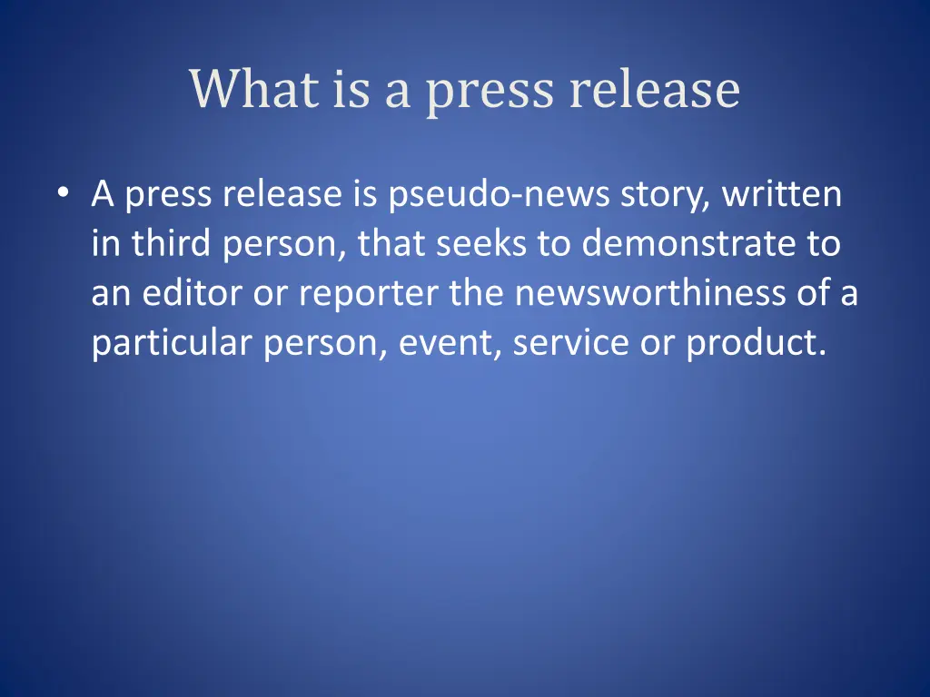 what is a press release
