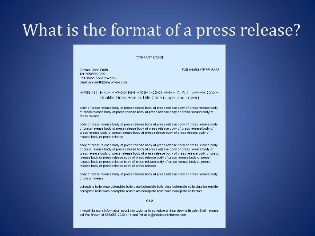 what is the format of a press release