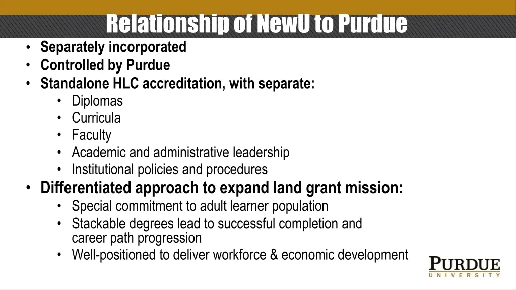 relationship of newu to purdue separately