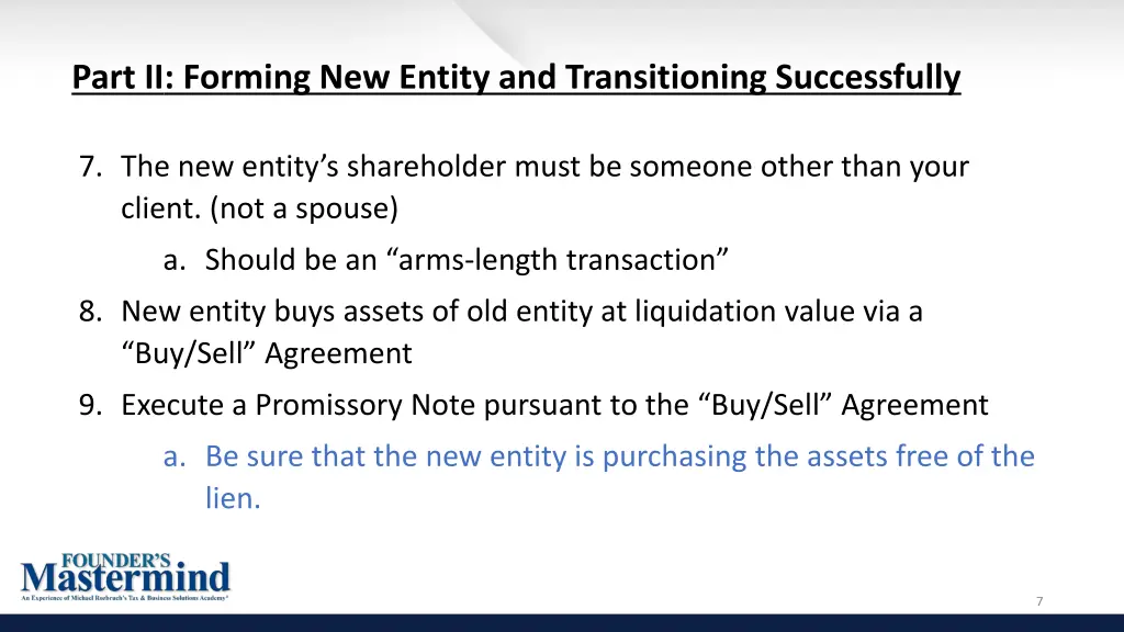 part ii forming new entity and transitioning 2