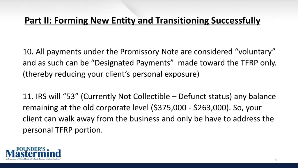 part ii forming new entity and transitioning 3