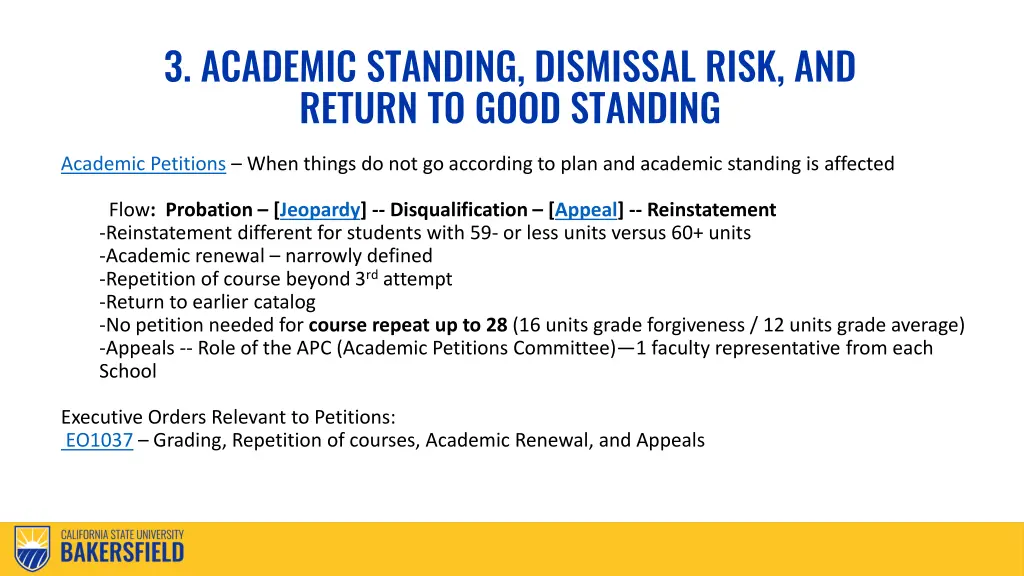 3 academic standing dismissal risk and return
