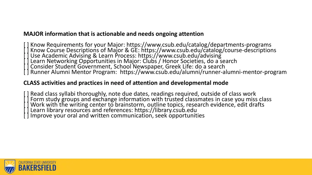 major information that is actionable and needs