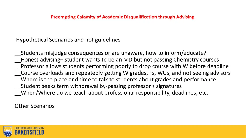 preempting calamity of academic disqualification