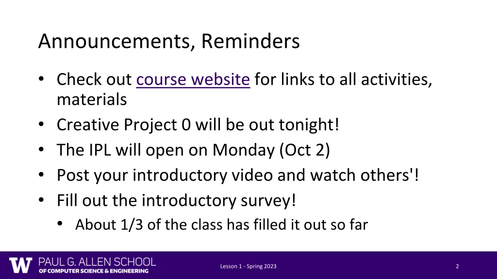 announcements reminders