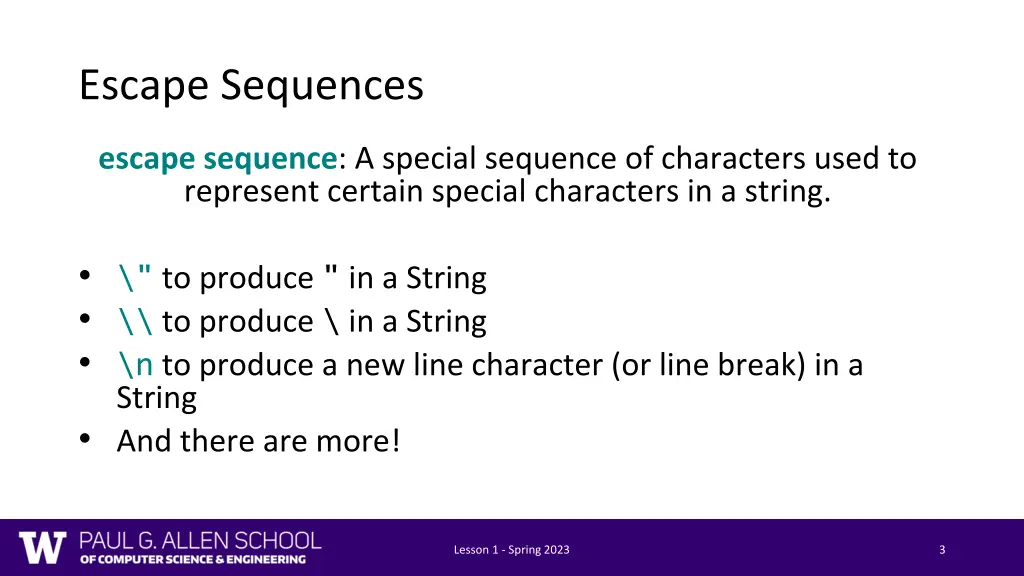 escape sequences