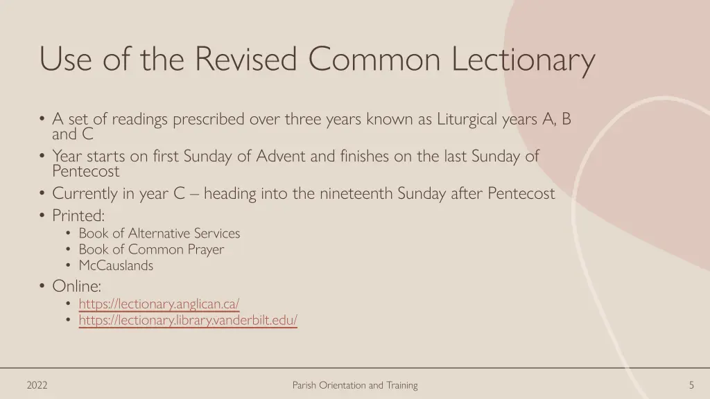 use of the revised common lectionary