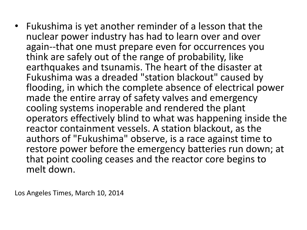 fukushima is yet another reminder of a lesson