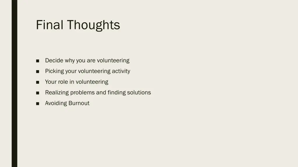 final thoughts