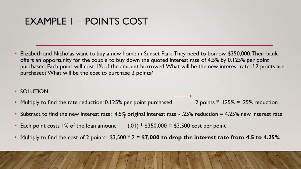 example 1 points cost