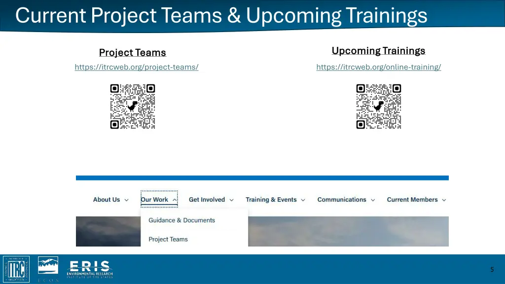 current project teams upcoming trainings