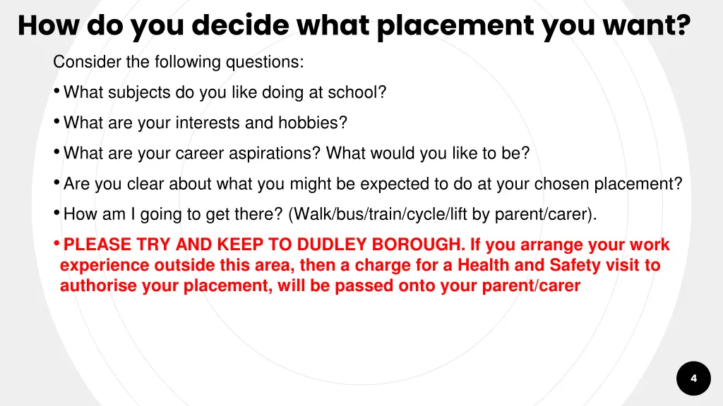 how do you decide what placement you want