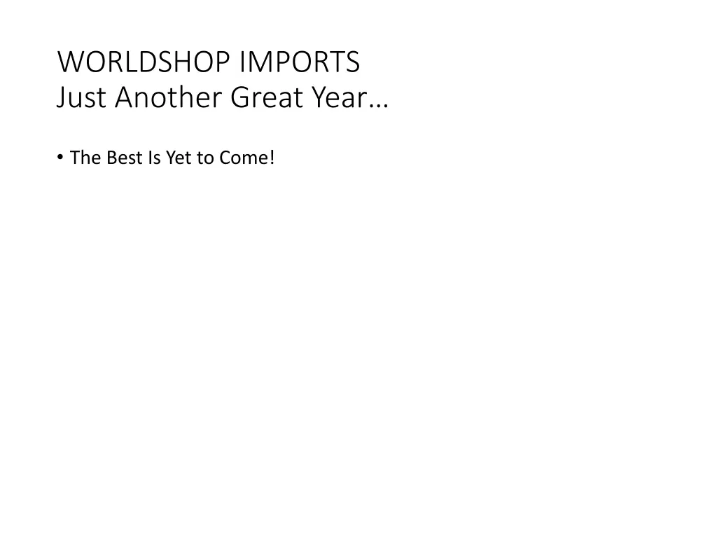 worldshop imports just another great year
