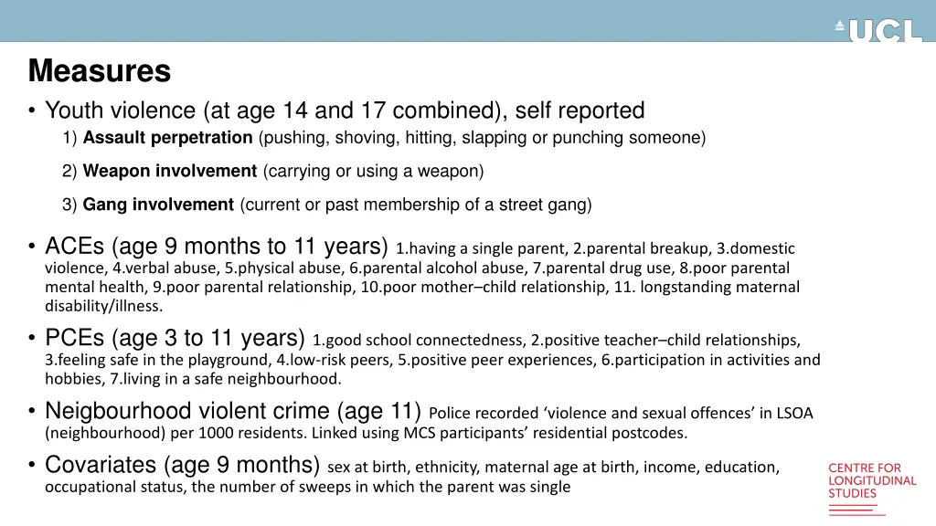 measures youth violence at age 14 and 17 combined