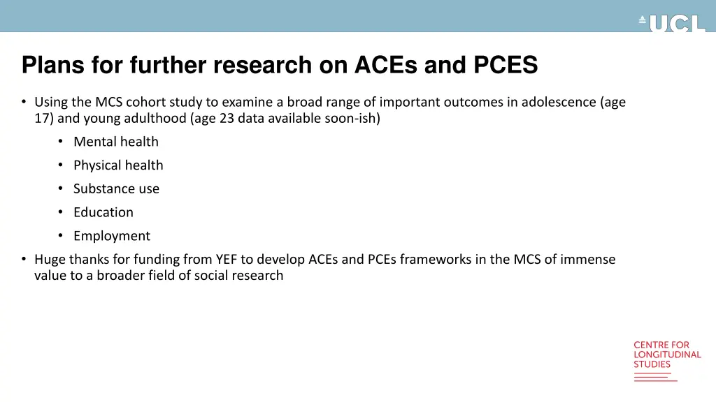 plans for further research on aces and pces