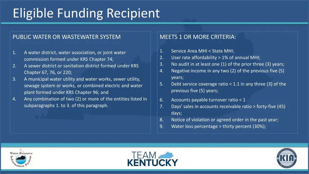 eligible funding recipient