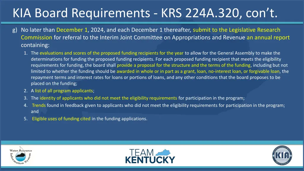 kia board requirements krs 224a 320 con t