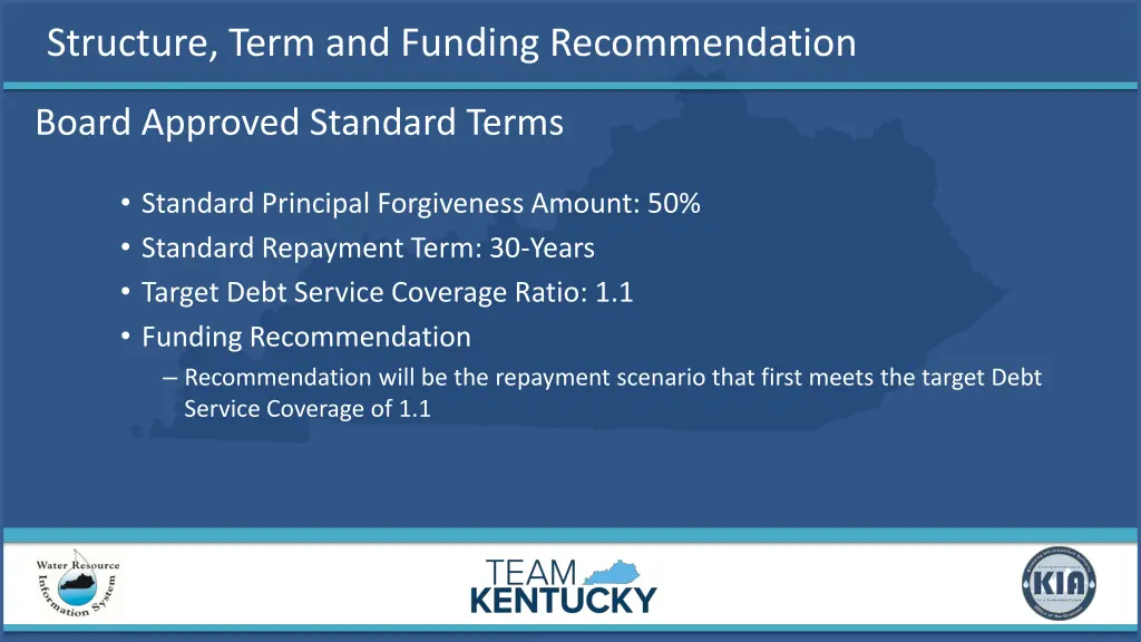 structure term and funding recommendation