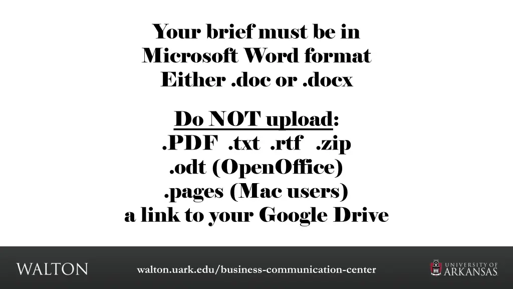 your brief must be in microsoft word format