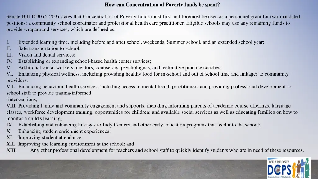 how can concentration of poverty funds be spent