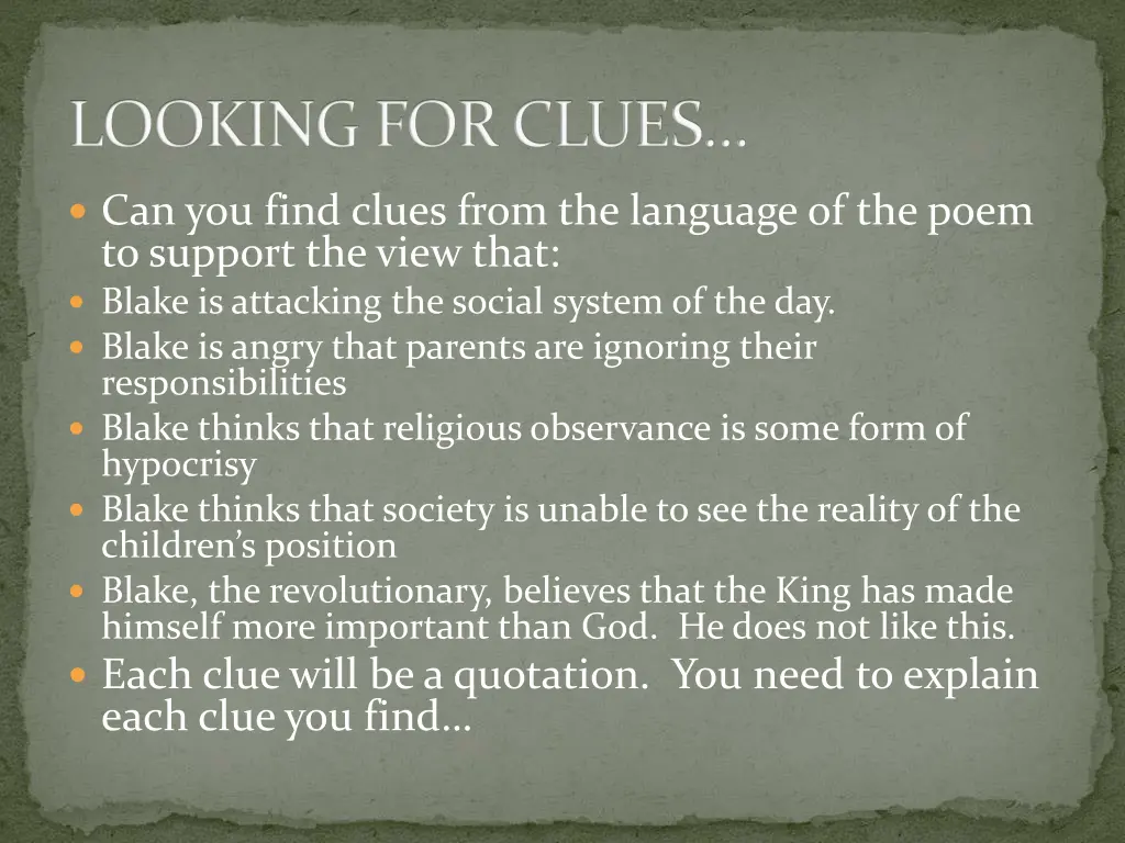 looking for clues