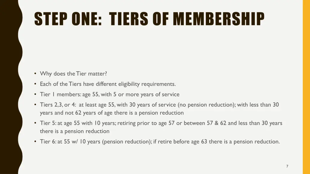 step one tiers of membership 1
