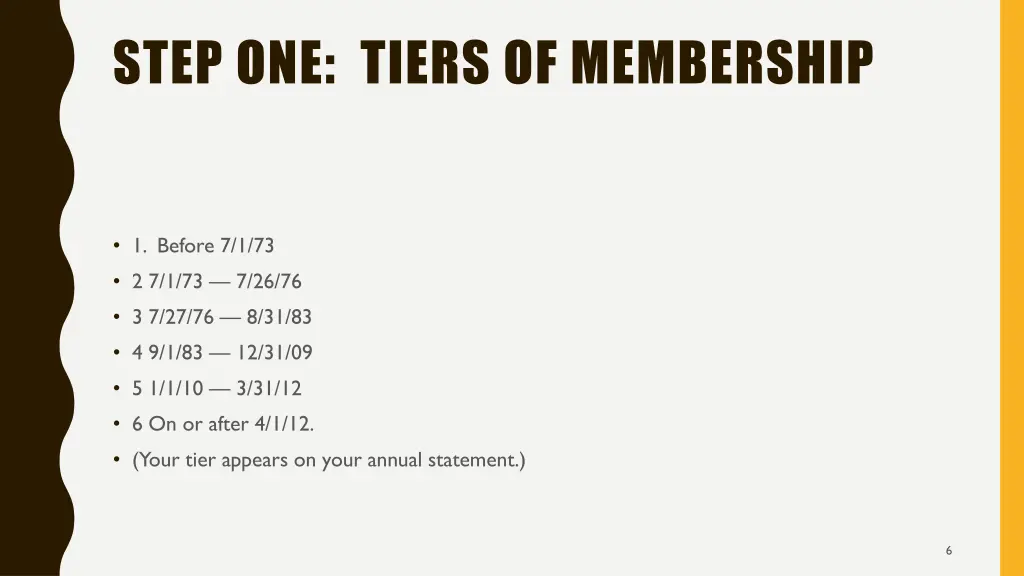 step one tiers of membership