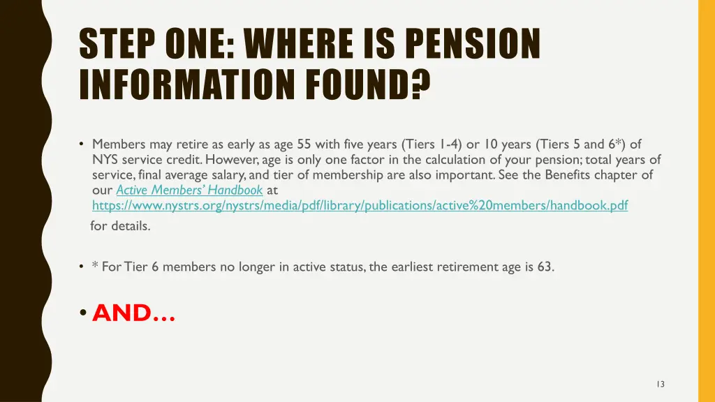 step one where is pension information found