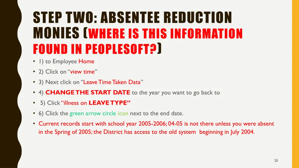 step two absentee reduction monies where is this