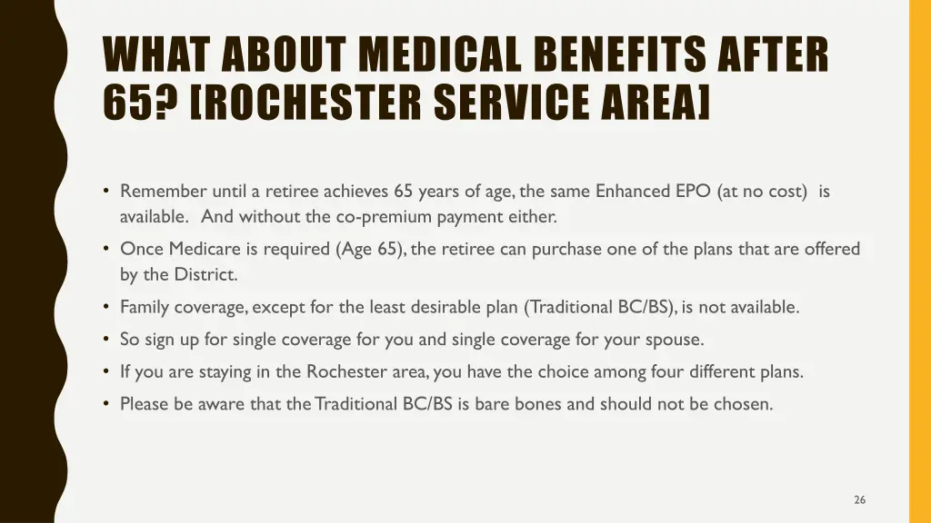 what about medical benefits after 65 rochester