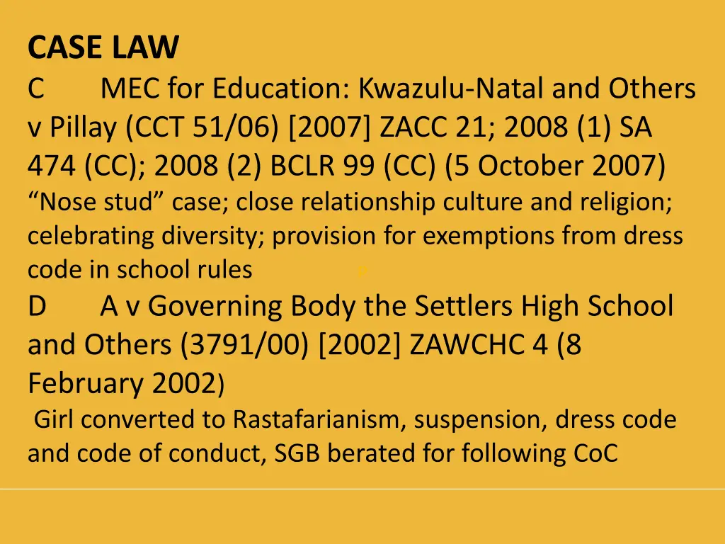 case law c mec for education kwazulu natal