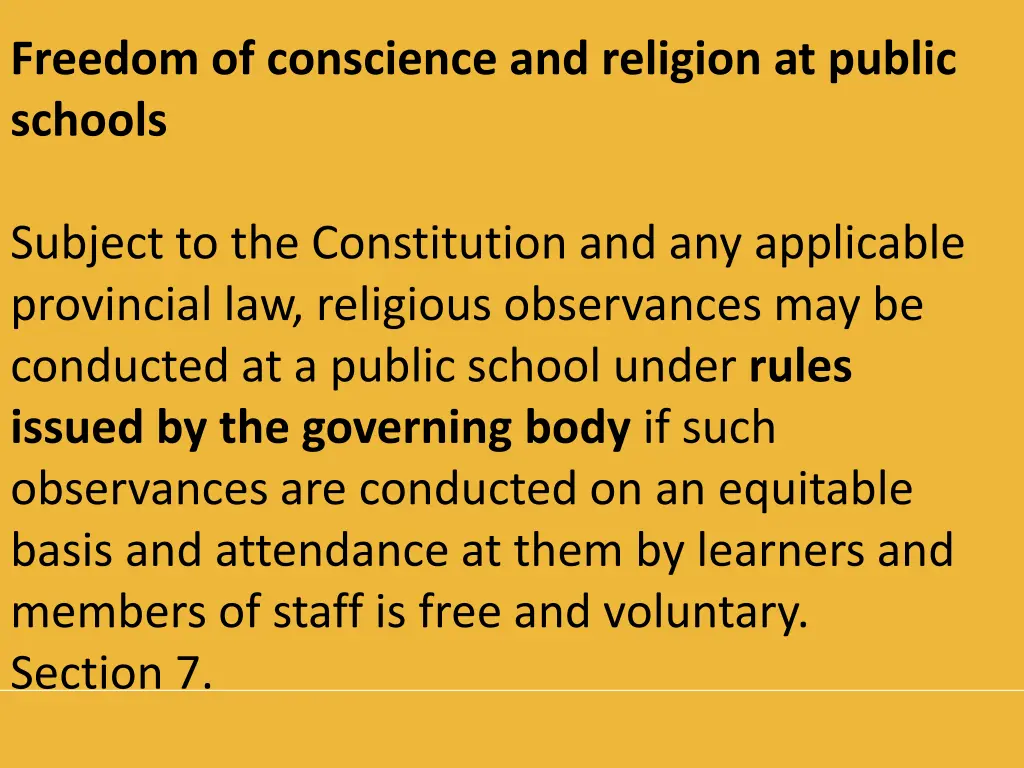 freedom of conscience and religion at public
