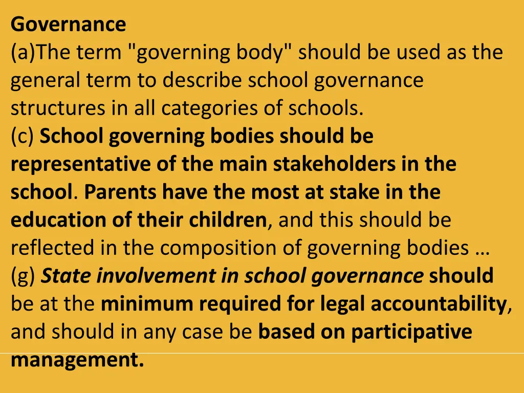 governance a the term governing body should