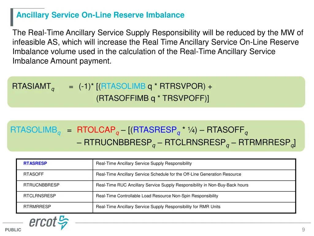 ancillary service on line reserve imbalance