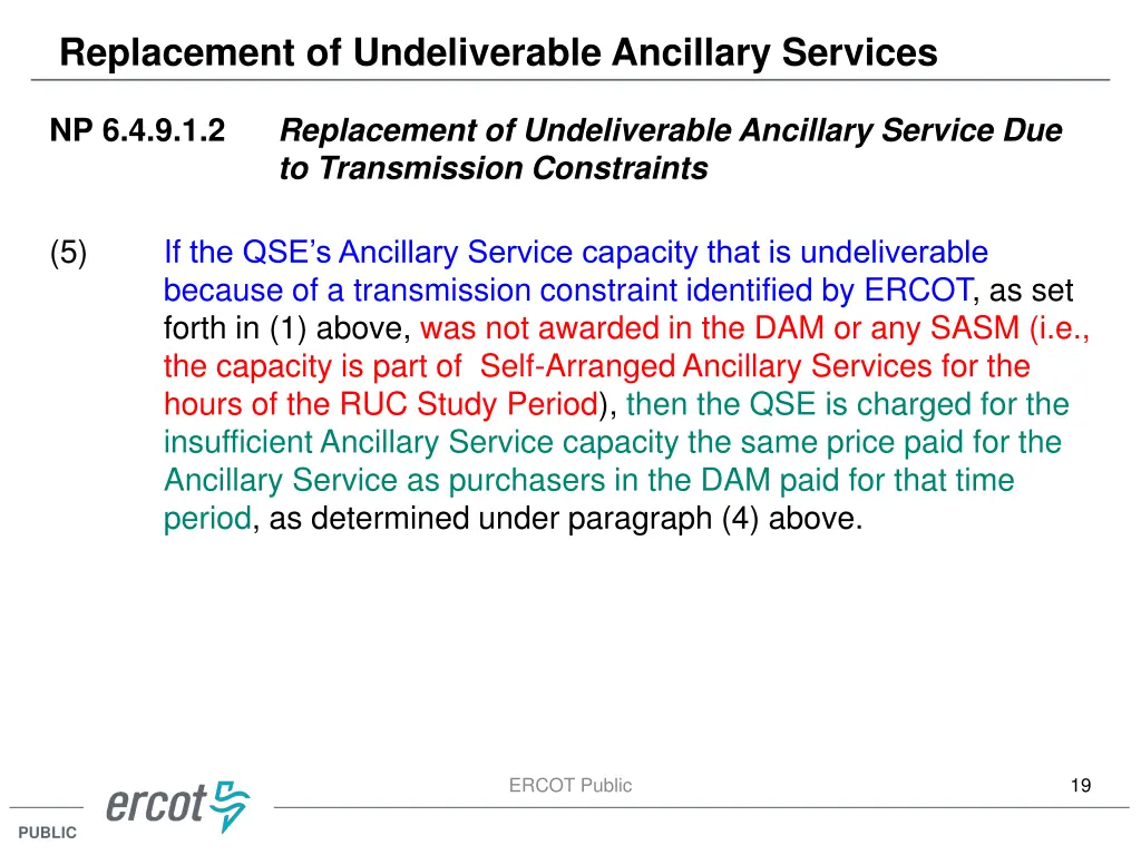 replacement of undeliverable ancillary services 1