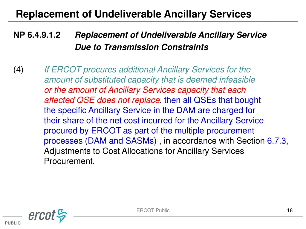 replacement of undeliverable ancillary services