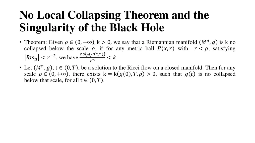 no local collapsing theorem and the singularity