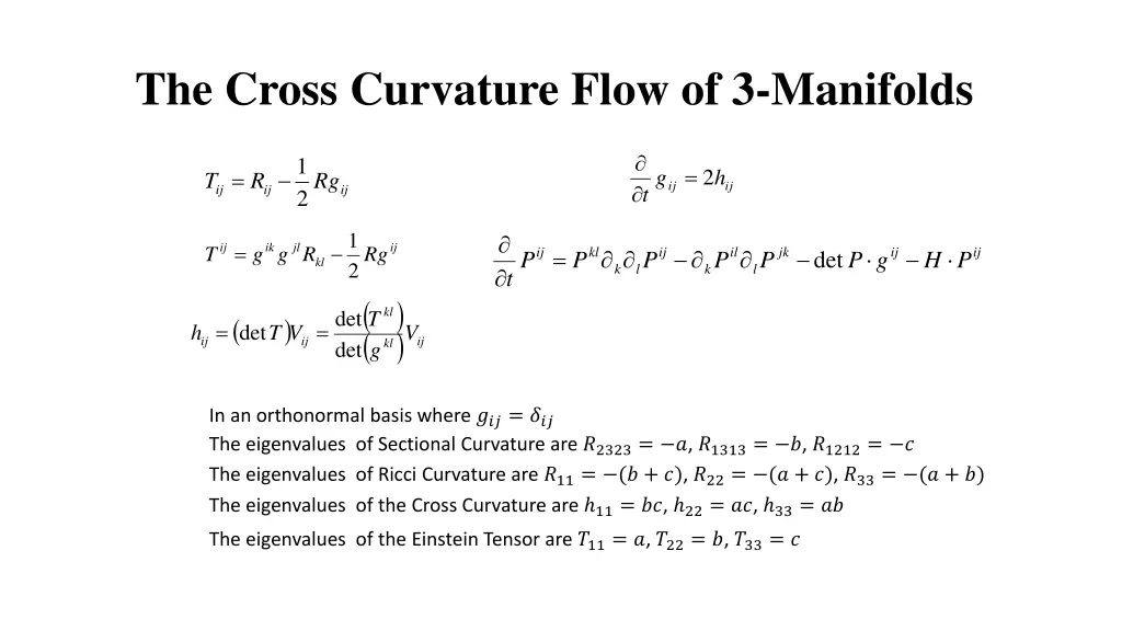 the cross curvature flow of 3 manifolds