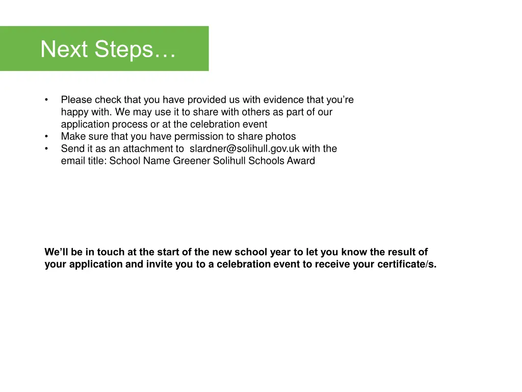 next steps