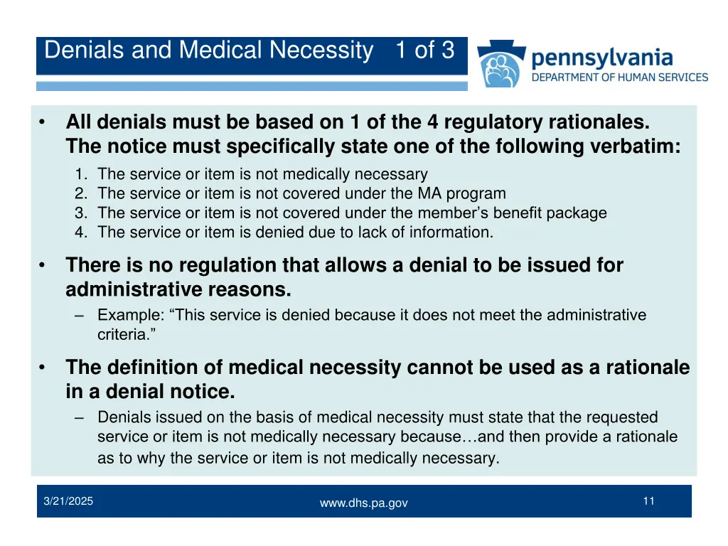 denials and medical necessity 1 of 3