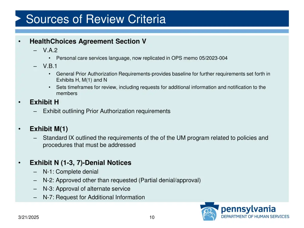 sources of review criteria